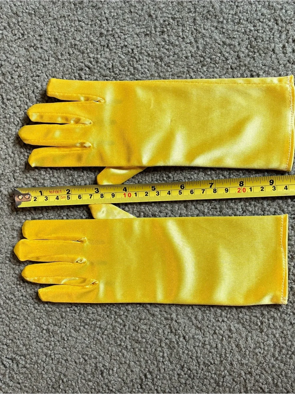 Youth Bright Yellow Satin Long Costume Gloves Kids M/L Cosplay Dress Up